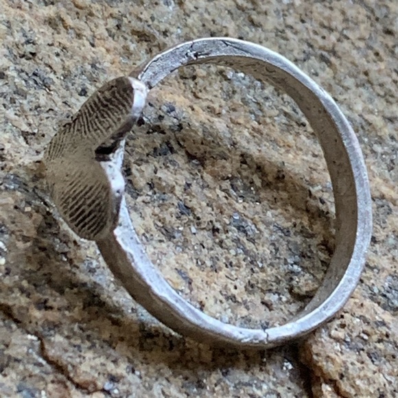 Silver Heart Finger Print Memorial Remembrance Ring Jewelry - Picture 8 of 9